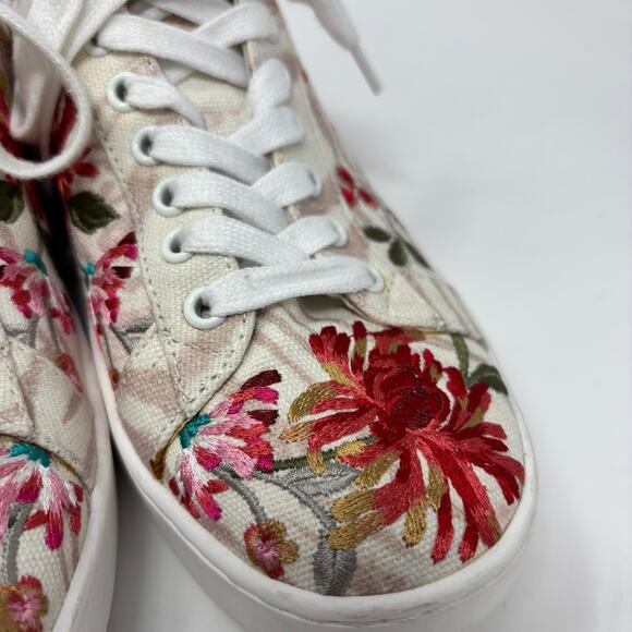 Johhny Was Womens Sz6 Jayla Floral Multicolor Embroidered Low-Top Sneakers - Picture 3 of 10